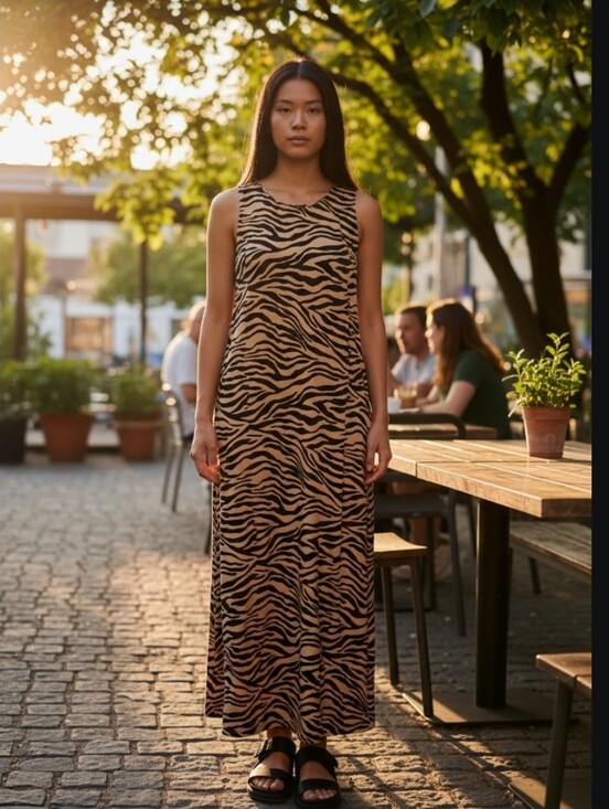 Chico's Dresses & Skirts - Chico's 00 Sleeveless Zebra-Print Maxi Dress — Tan & Black XS 0-2